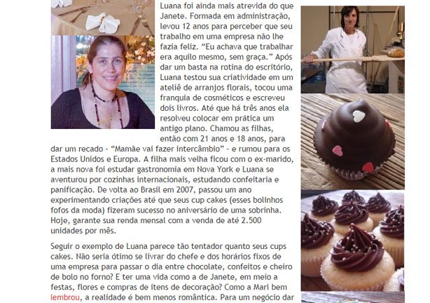 Luana Davidsohn Revista Época Online | Confeitaria da Luana