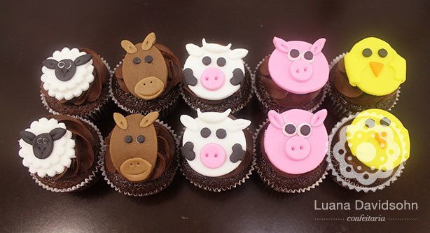 Cupcake Bichos de Fazenda | Confeitaria da Luana