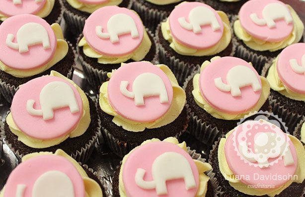 Cupcake com Elefante para Chá de Bebê | Confeitaria da Luana